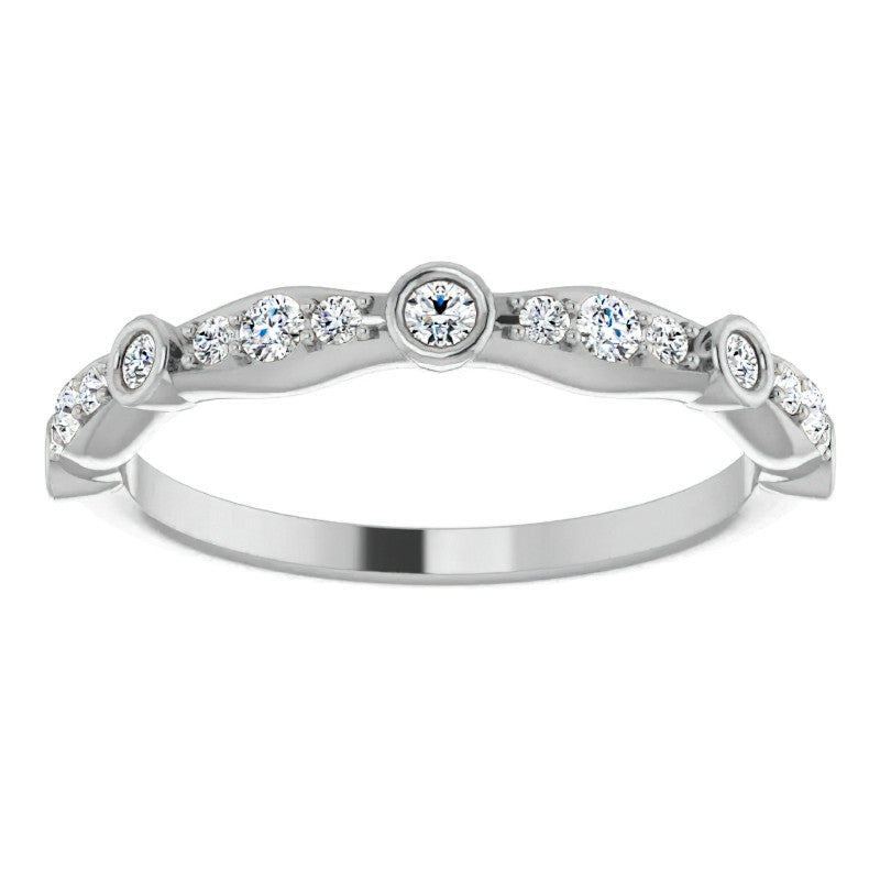 Round Moissanite Accented Stackable Band