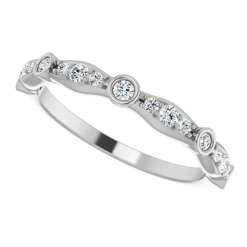 Round Moissanite Accented Stackable Band