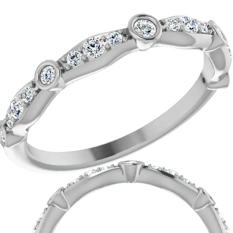 Round Moissanite Accented Stackable Band