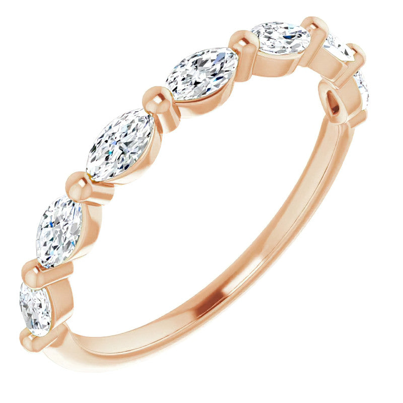 Single Shared Prong 7-Stone Marquise Moissanite Wedding Band 1/2ct
