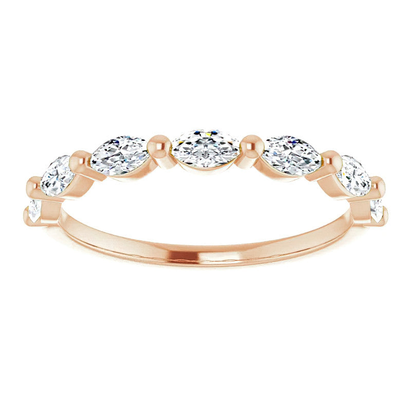 Single Shared Prong 7-Stone Marquise Moissanite Wedding Band 1/2ct