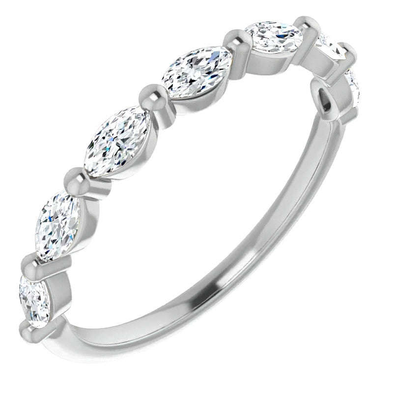 Single Shared Prong 7-Stone Marquise Moissanite Wedding Band 1/2ct