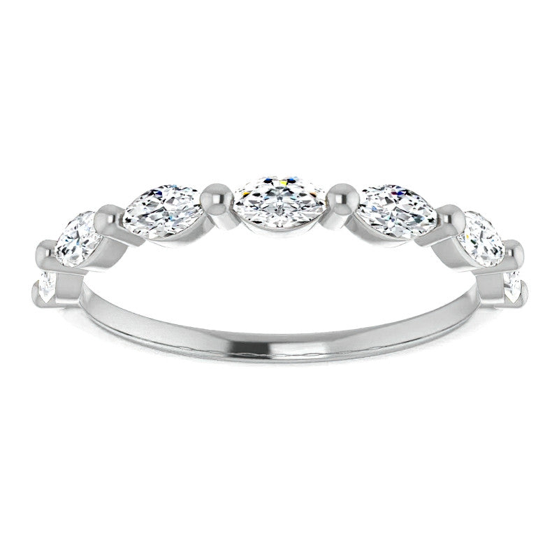 Single Shared Prong 7-Stone Marquise Moissanite Wedding Band 1/2ct