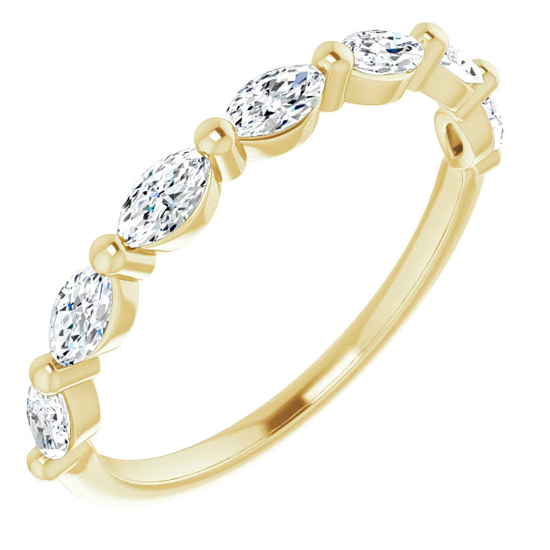 Single Shared Prong 7-Stone Marquise Moissanite Wedding Band 1/2ct