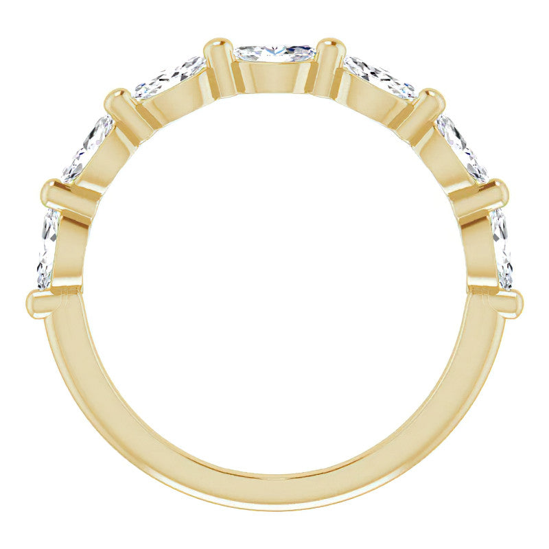 Single Shared Prong 7-Stone Marquise Moissanite Wedding Band 1/2ct