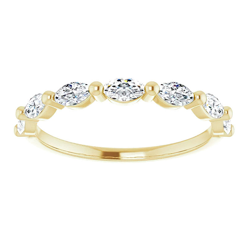 Single Shared Prong 7-Stone Marquise Moissanite Wedding Band 1/2ct