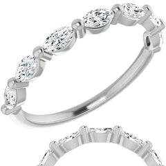 Single Shared Prong 7-Stone Marquise Moissanite Wedding Band 1/2ct