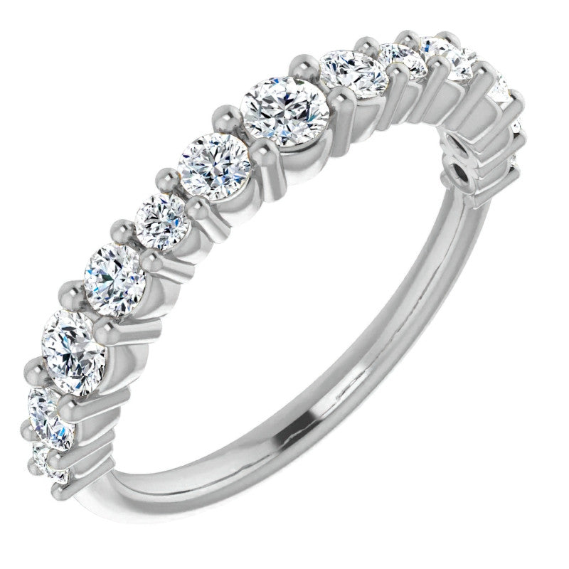 Round Shared-Prong Moissanite Stackable Band