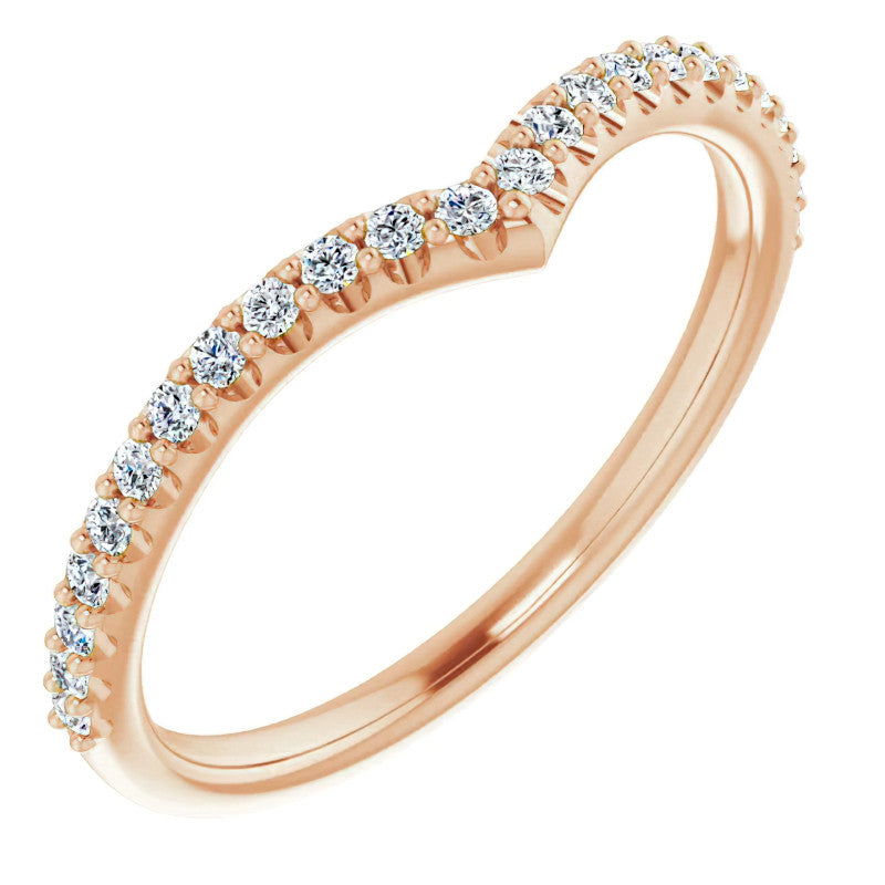 Round Moissanite "V" Contour Stackable Band