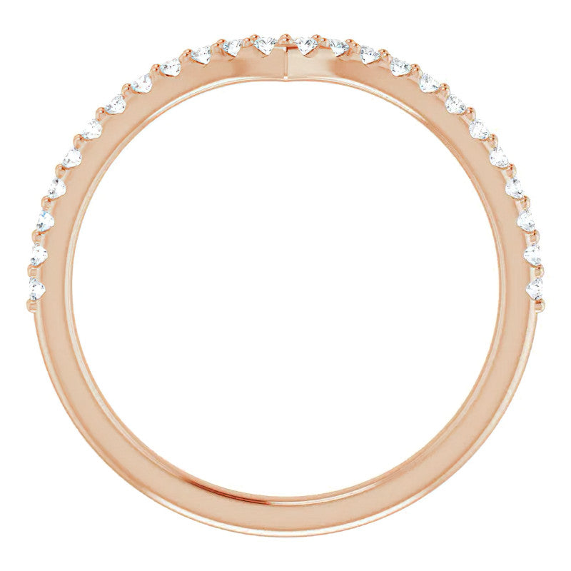 Round Moissanite "V" Contour Stackable Band