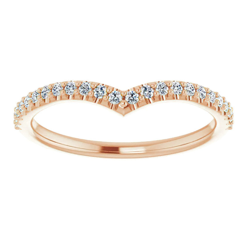 Round Moissanite "V" Contour Stackable Band