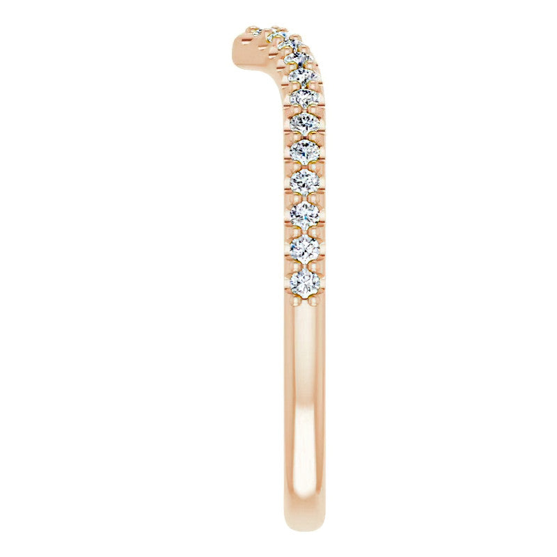 Round Moissanite "V" Contour Stackable Band