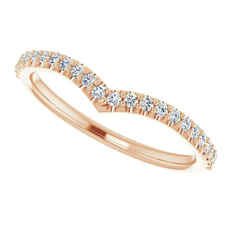 Round Moissanite "V" Contour Stackable Band