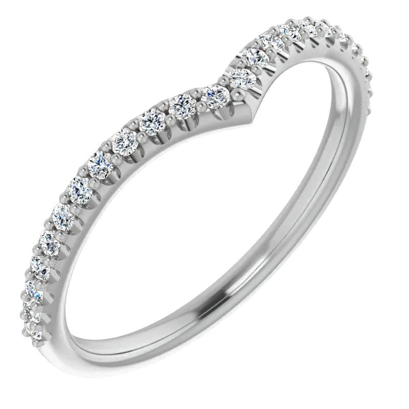 Round Moissanite "V" Contour Stackable Band