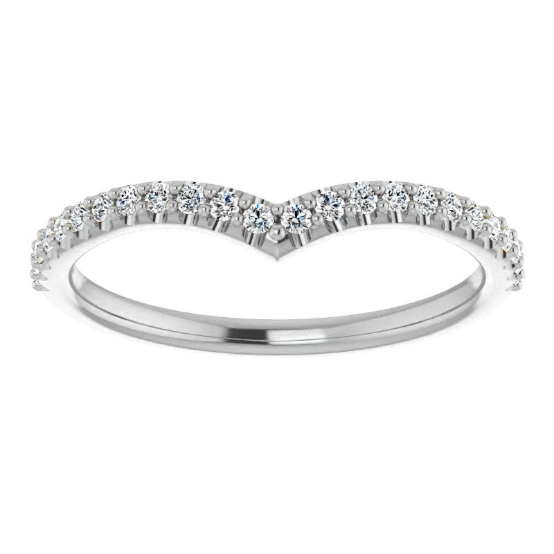 Round Moissanite "V" Contour Stackable Band