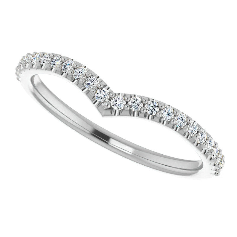 Round Moissanite "V" Contour Stackable Band