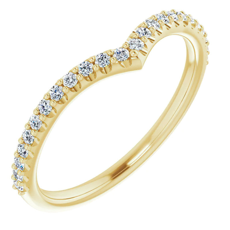 Round Moissanite "V" Contour Stackable Band