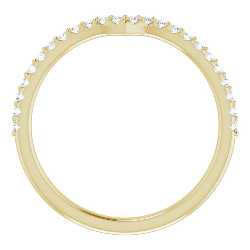 Round Moissanite "V" Contour Stackable Band