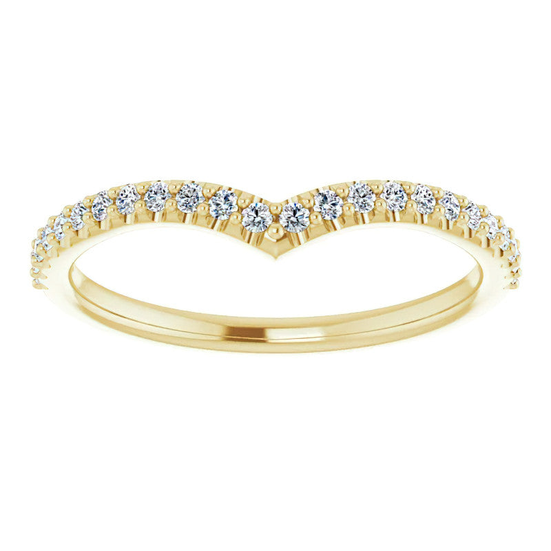 Round Moissanite "V" Contour Stackable Band
