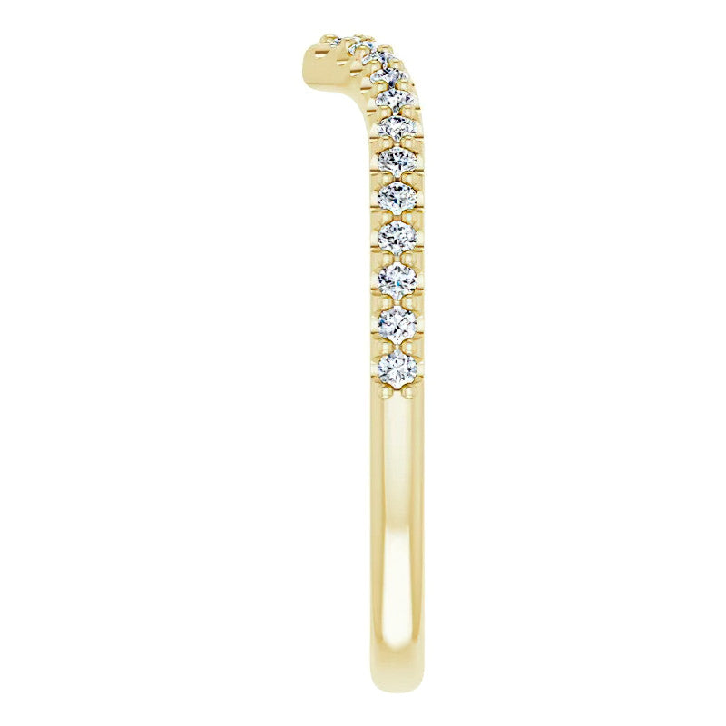 Round Moissanite "V" Contour Stackable Band