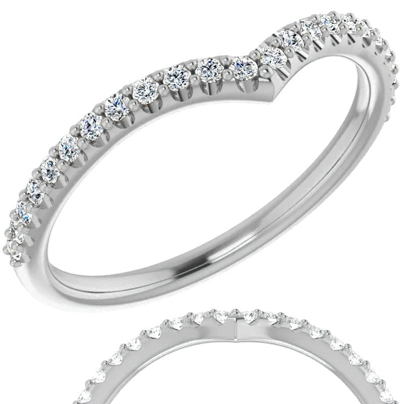 Round Moissanite "V" Contour Stackable Band
