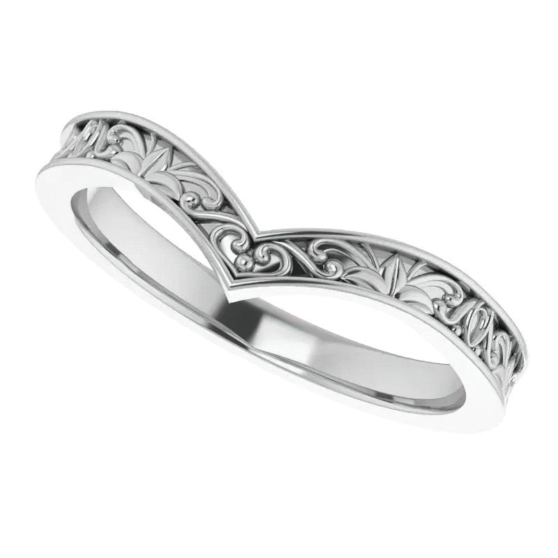 Vintage-Inspired "V" Ring Stackable Band