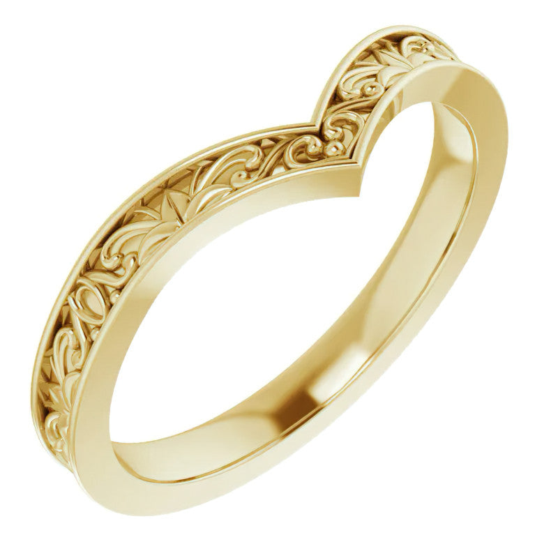 Vintage-Inspired "V" Ring Stackable Band