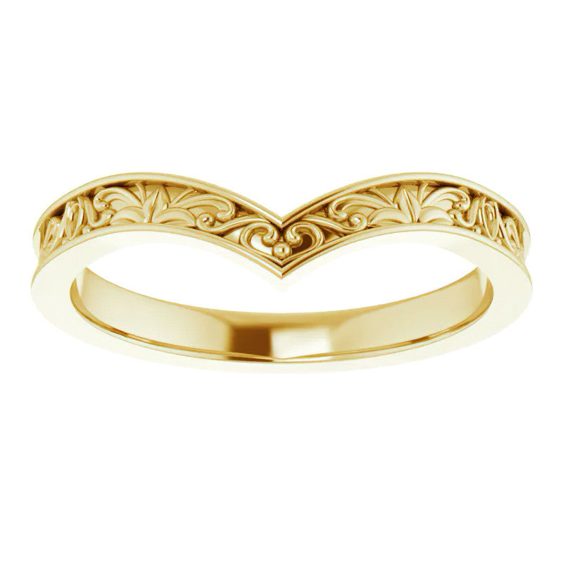 Vintage-Inspired "V" Ring Stackable Band