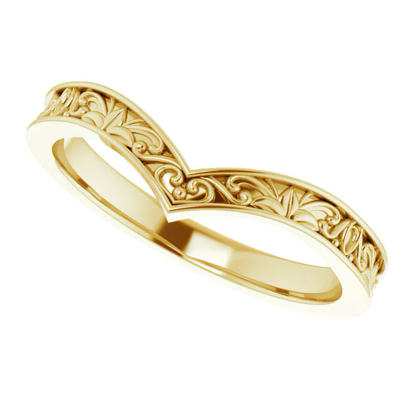 Vintage-Inspired "V" Ring Stackable Band