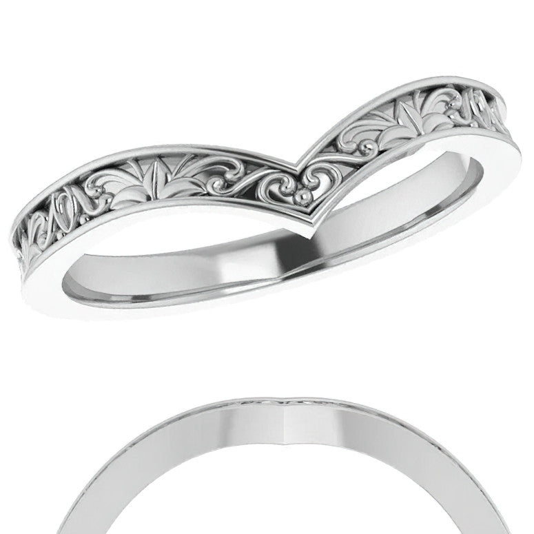 Vintage-Inspired "V" Ring Stackable Band