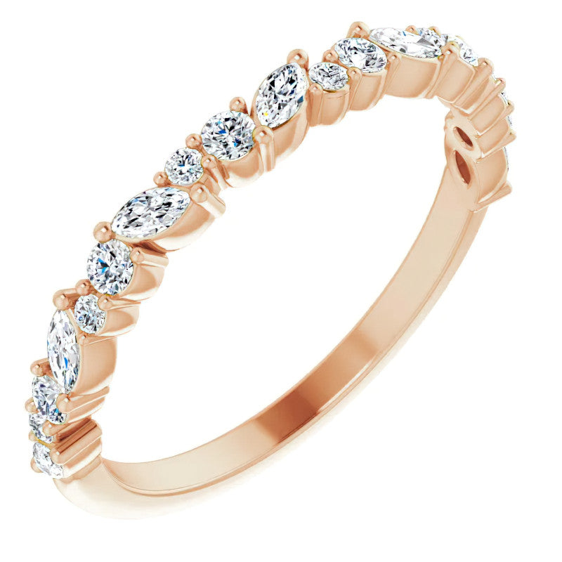 Round & Marquise Moissanite Stackable Band