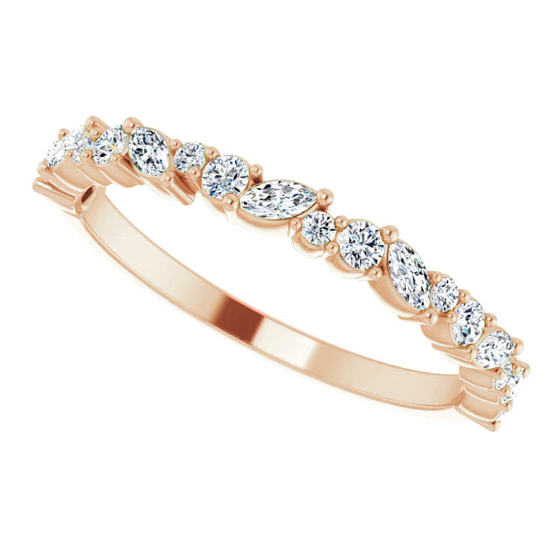 Round & Marquise Moissanite Stackable Band