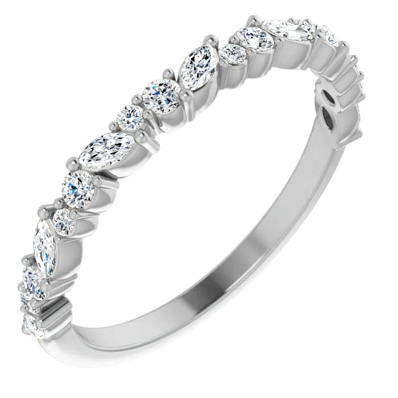 Round & Marquise Moissanite Stackable Band