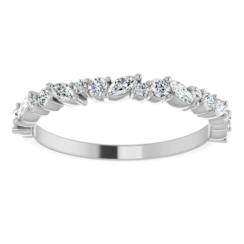 Round & Marquise Moissanite Stackable Band