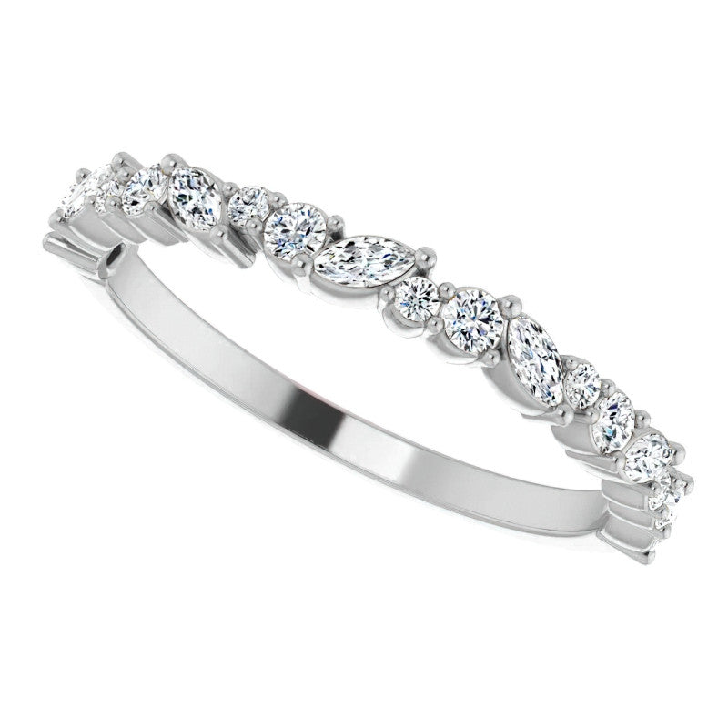 Round & Marquise Moissanite Stackable Band
