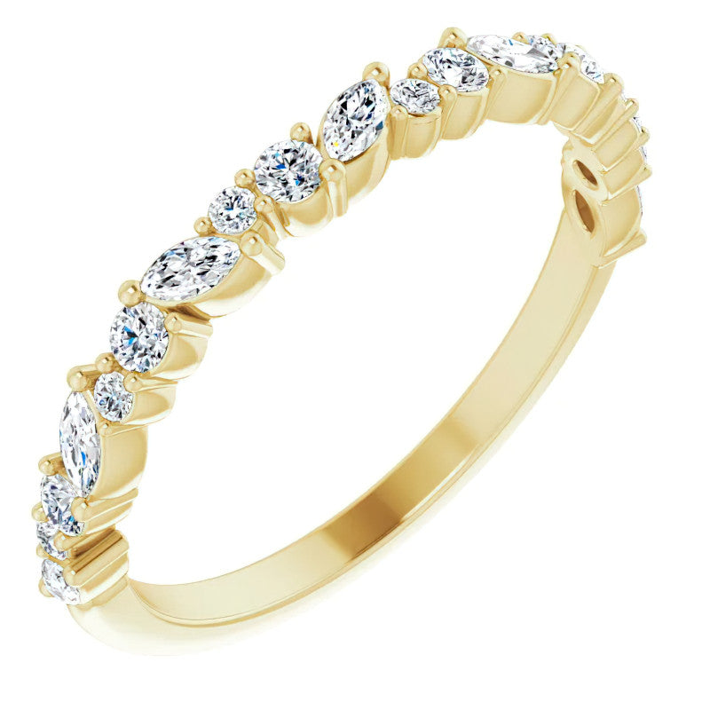 Round & Marquise Moissanite Stackable Band