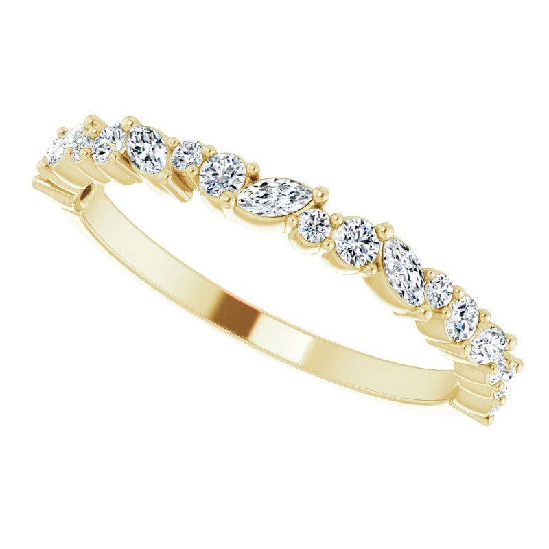 Round & Marquise Moissanite Stackable Band