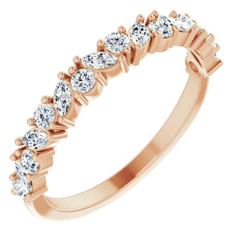 Round & Marquise Moissanite Stackable Band