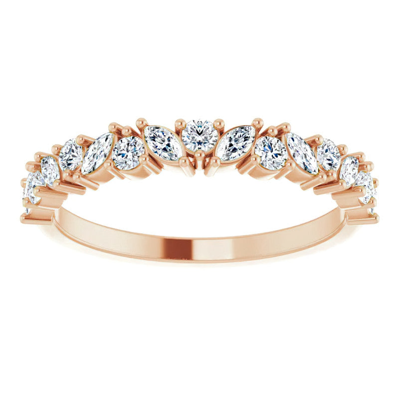 Round & Marquise Moissanite Stackable Band