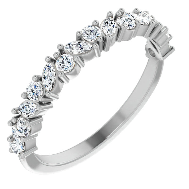 Round & Marquise Moissanite Stackable Band