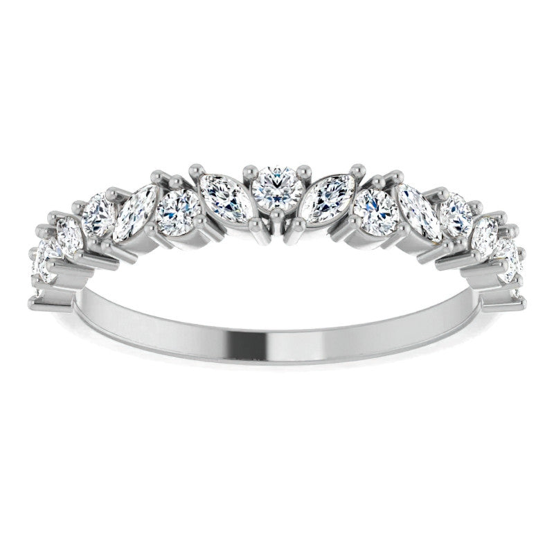 Round & Marquise Moissanite Stackable Band