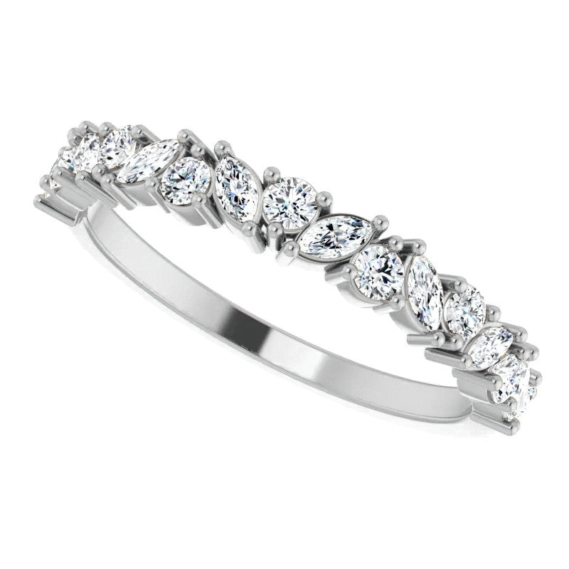 Round & Marquise Moissanite Stackable Band