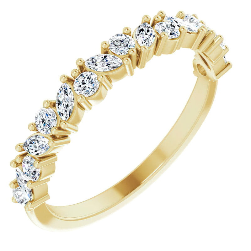 Round & Marquise Moissanite Stackable Band