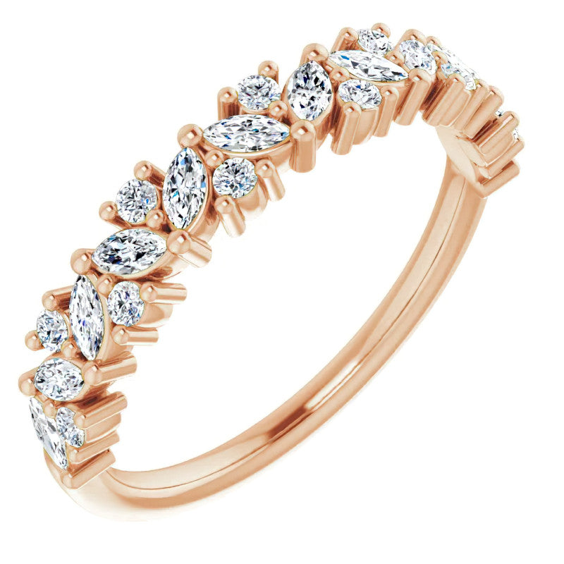 Round & Marquise Moissanite Cluster Stackable Band