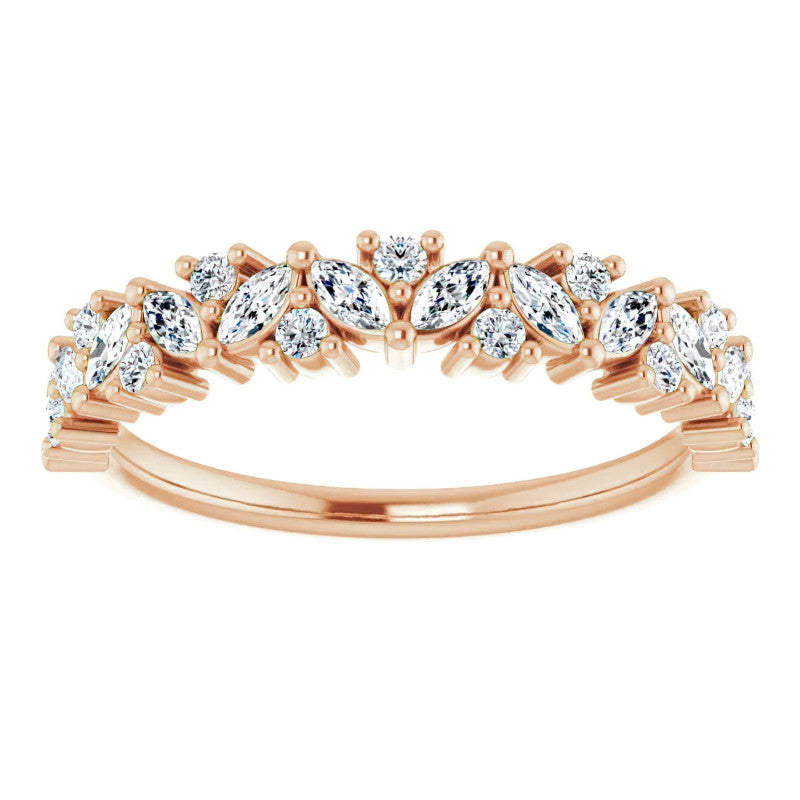 Round & Marquise Moissanite Cluster Stackable Band