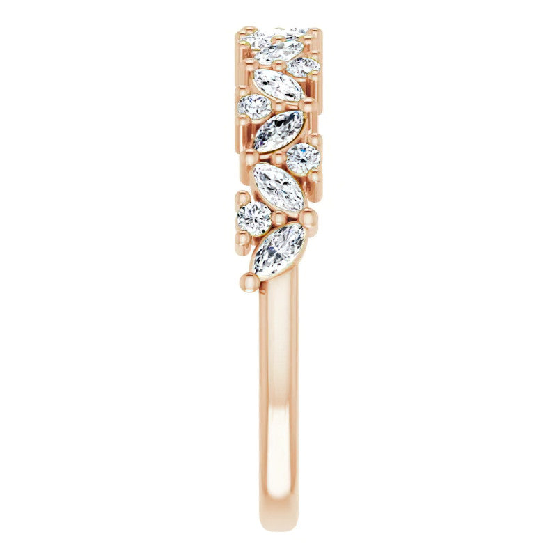 Round & Marquise Moissanite Cluster Stackable Band