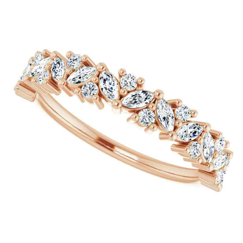 Round & Marquise Moissanite Cluster Stackable Band