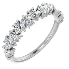 Round & Marquise Moissanite Cluster Stackable Band