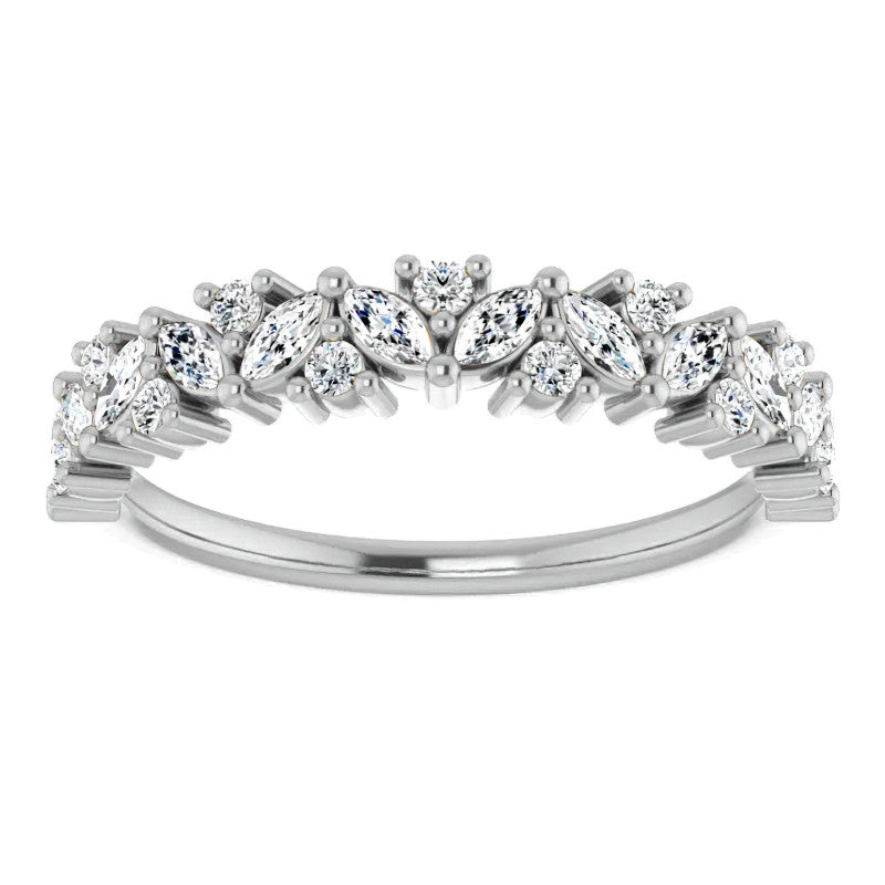 Round & Marquise Moissanite Cluster Stackable Band