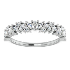 Round & Marquise Moissanite Cluster Stackable Band